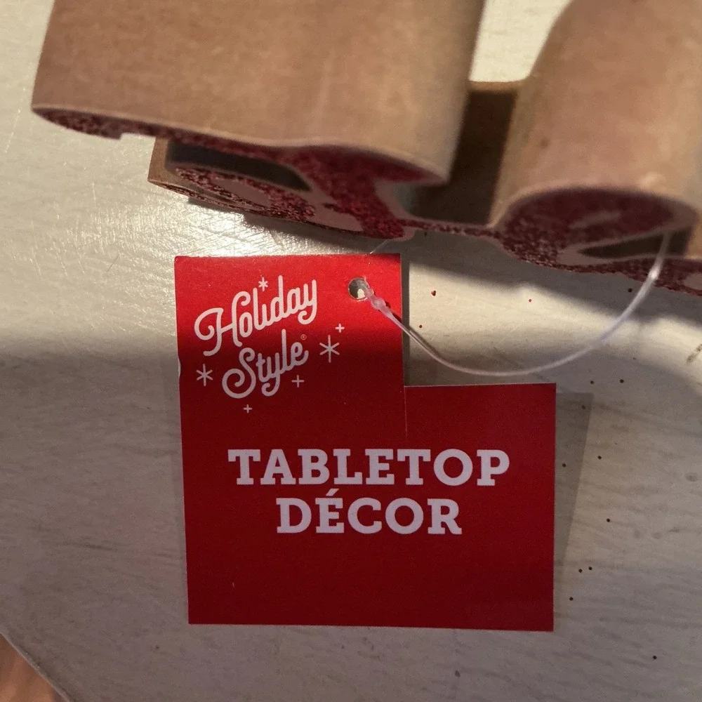 Holiday Style Tabletop Decor Ho ho‎ ho Red Glitter Wood Sign Christmas Accent
